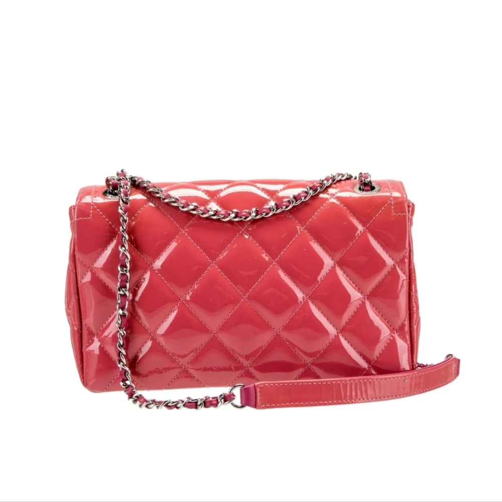 CHANEL Pink Small Coco Shine Quilted Patent Shoulder Flap Bag - Picture 4 of 7